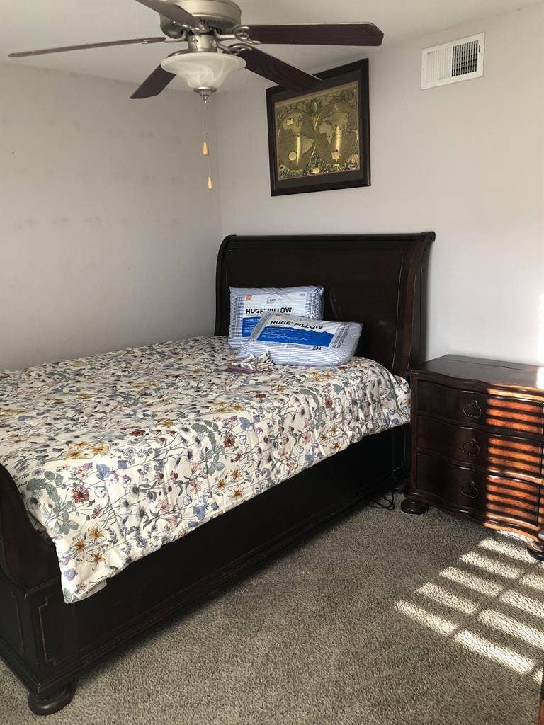 Master bedroom and private bathroom