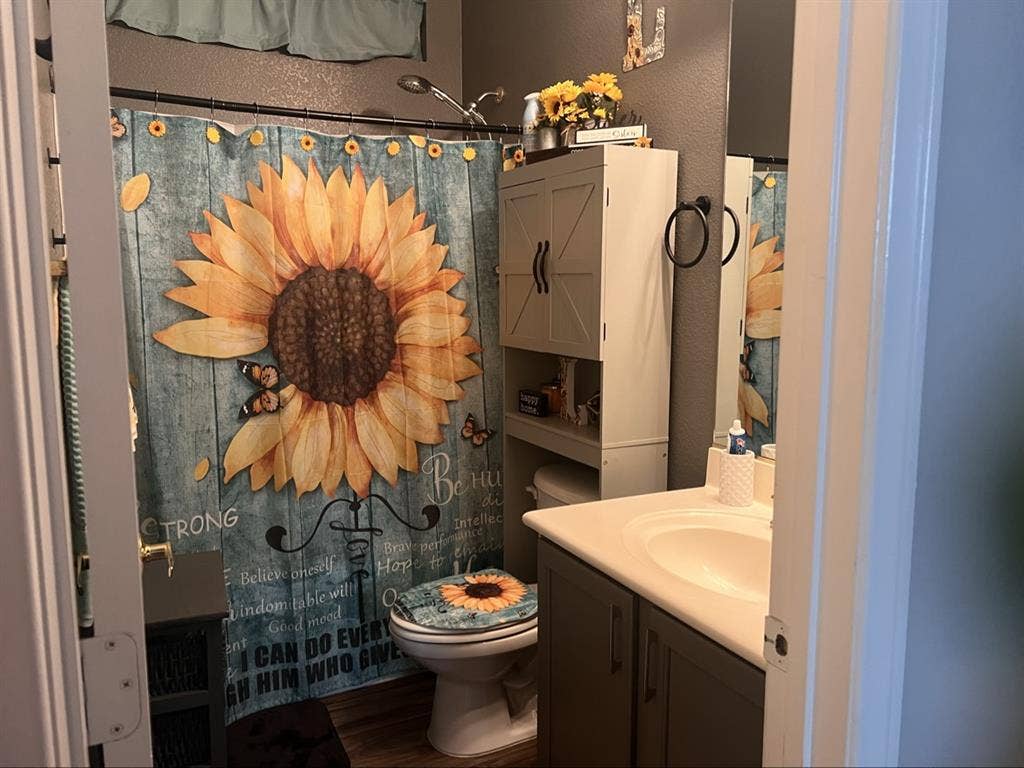 Room with bathroom down stairs
