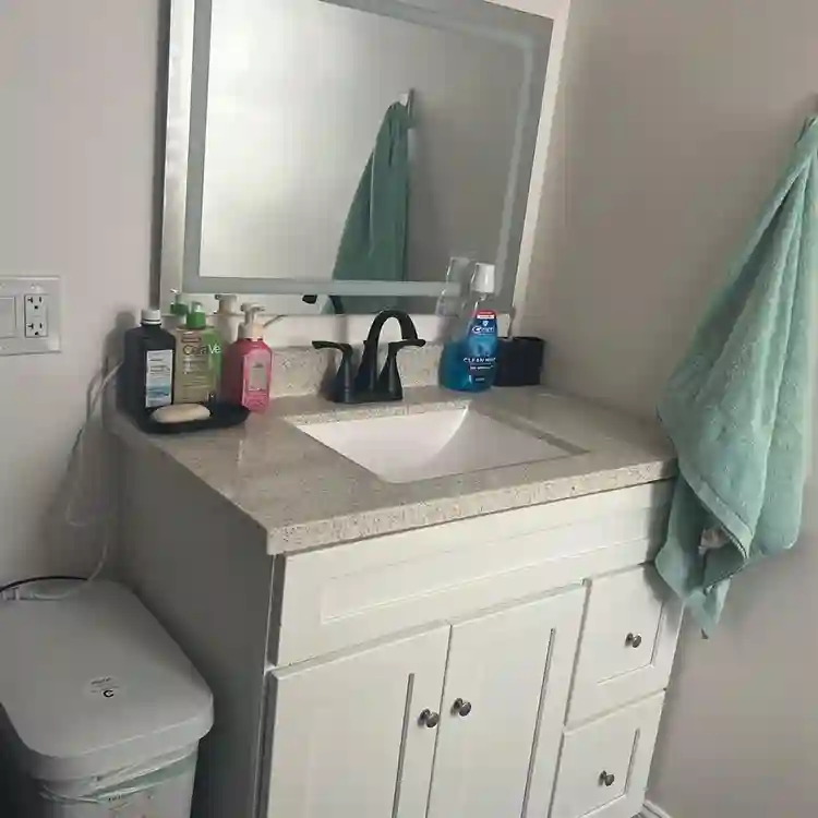 Bedroom and bathroom