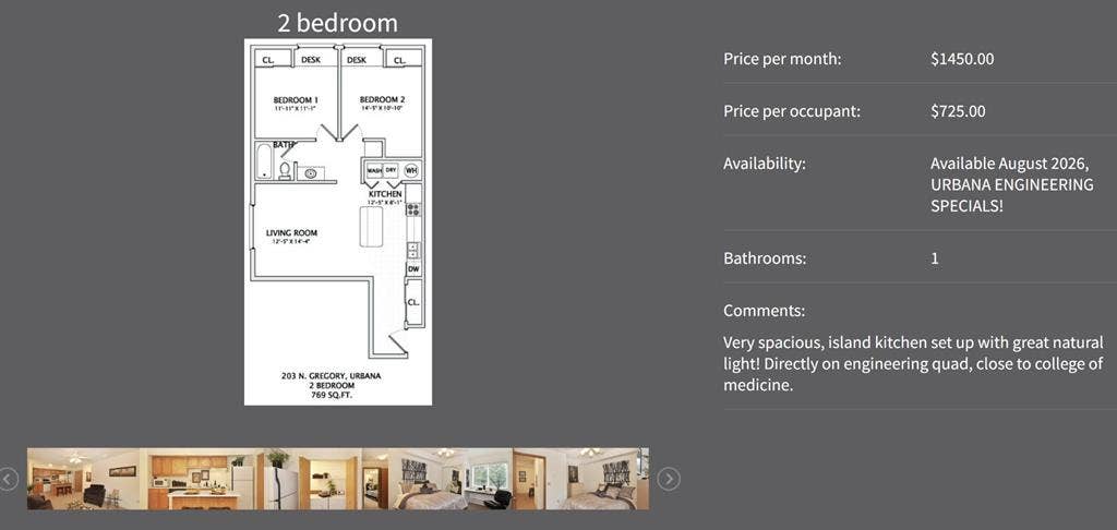 Sublease Two Bedroom Apartment