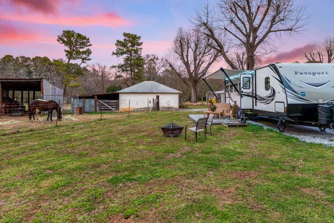 Luxury RV located on horse farm.