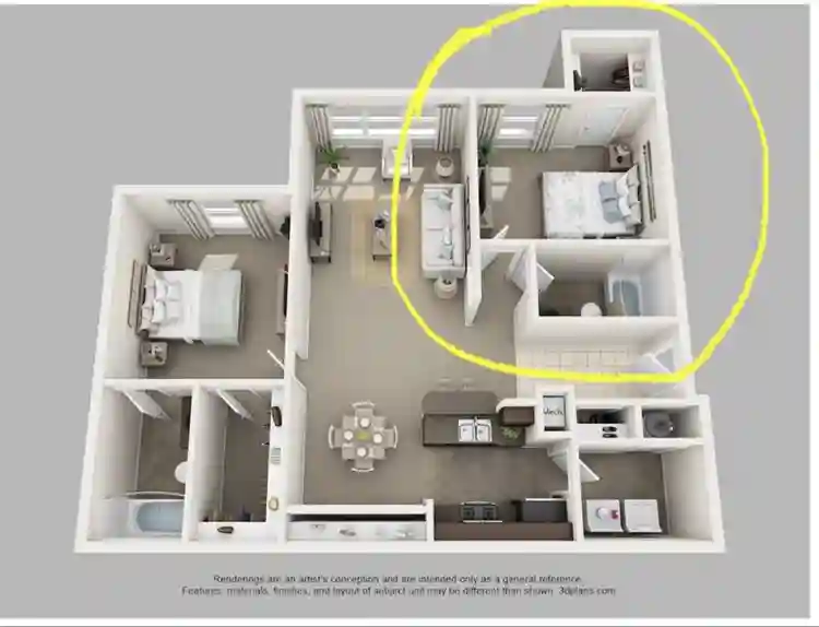 Room with private bathroom