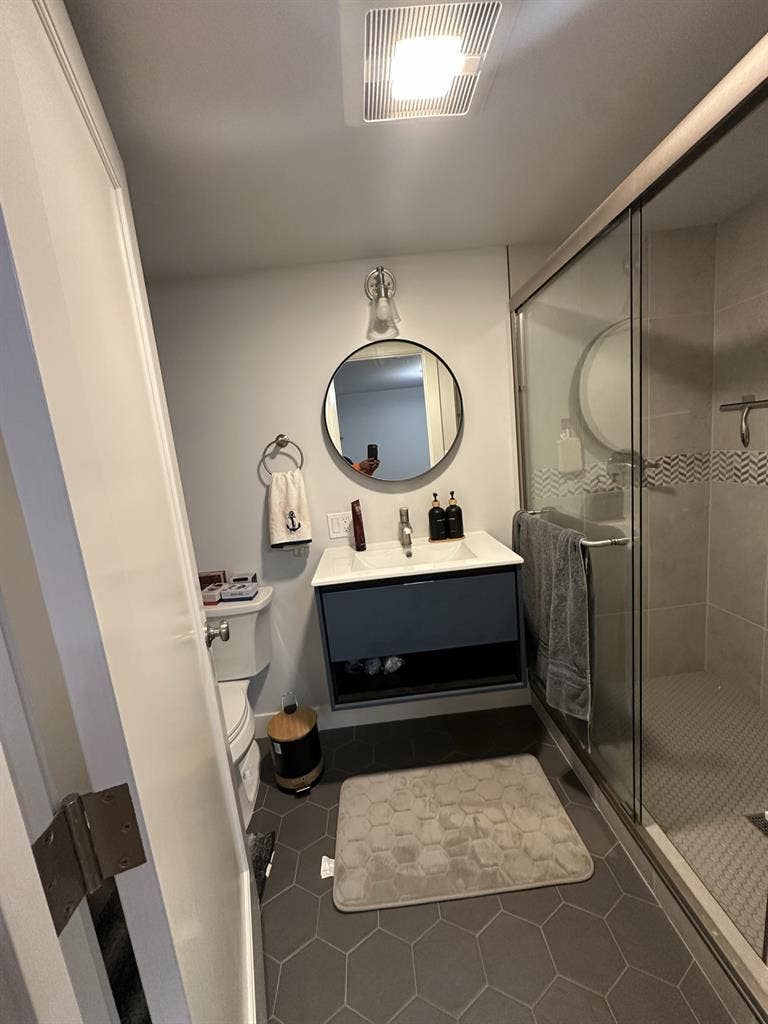 Master bedroom with master bathroom