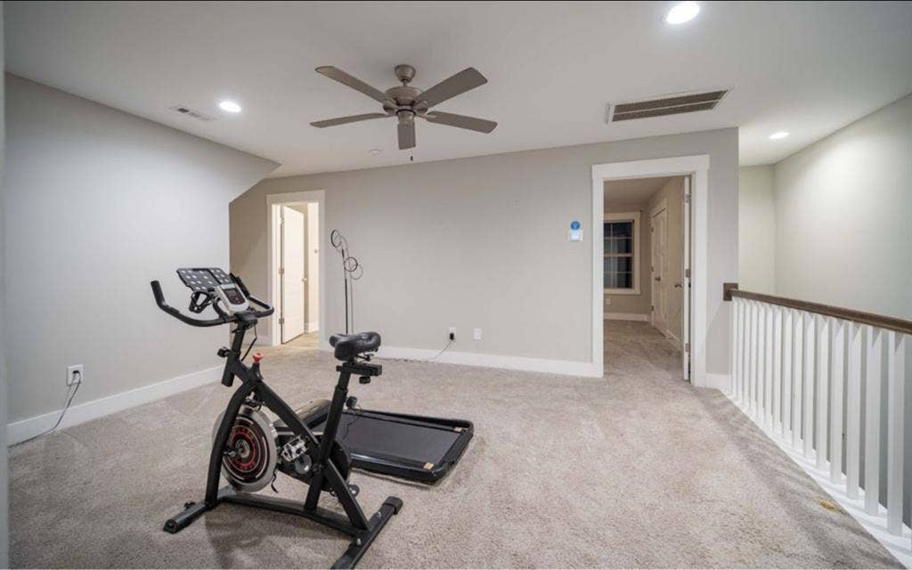 Furnished bedroom with large bath