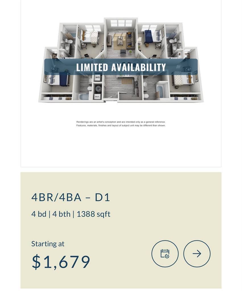 114 Earle Sublease- 2 BR 2BA