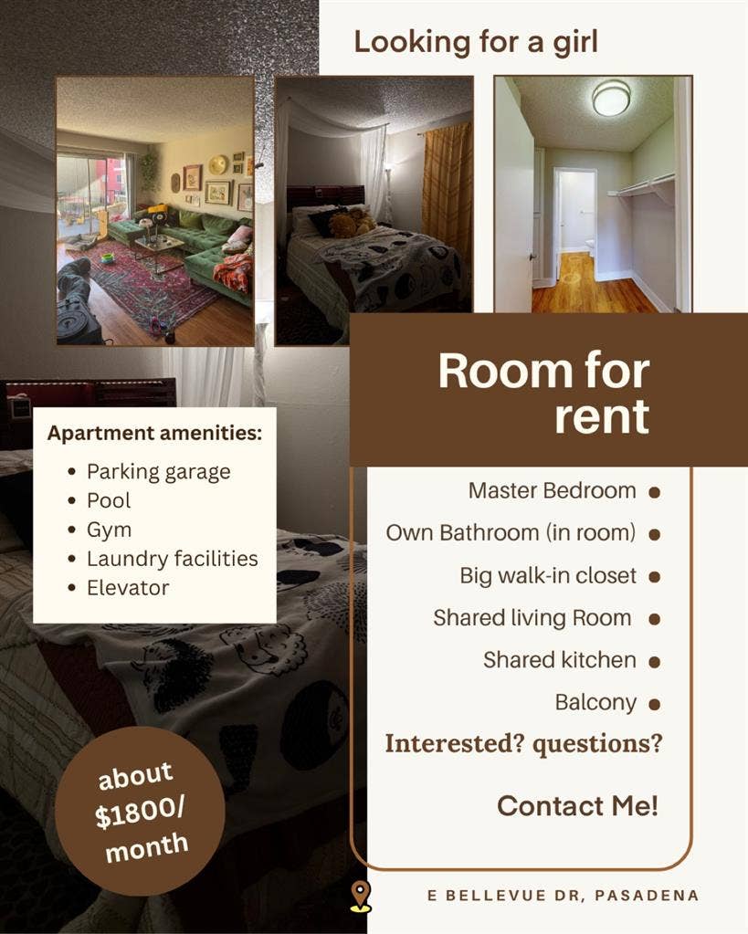 Room for rent in Pasadena!