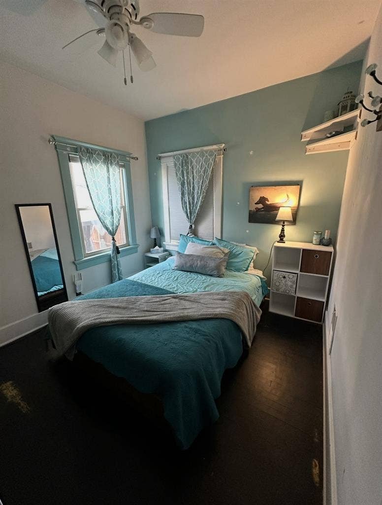 Furnished Bedroom + bathroom