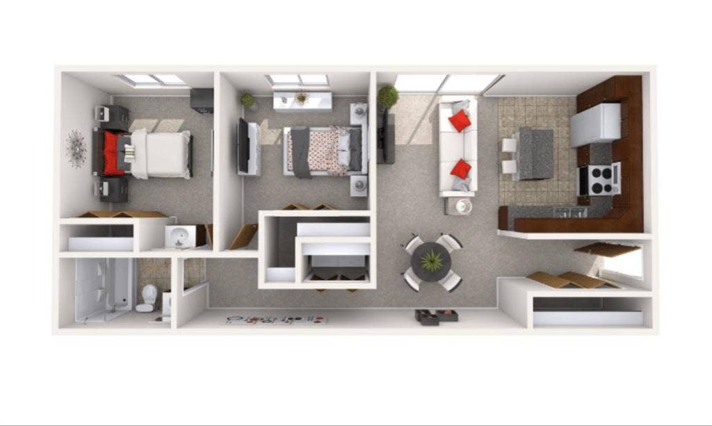 2 bed, 1 bath apartment for rent
