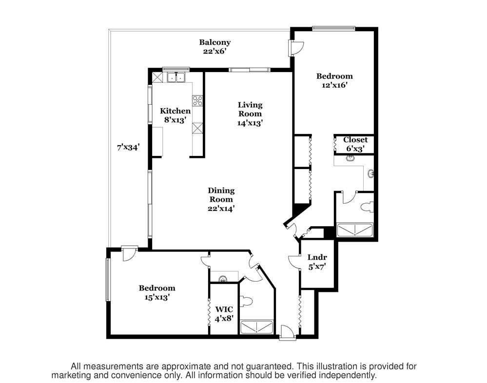 Luxury 1BR available in 2BR/2BA apt