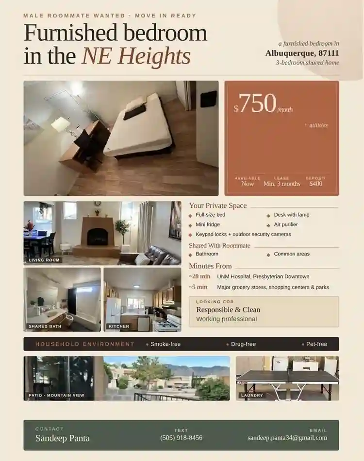 1 bedroom/shared bath