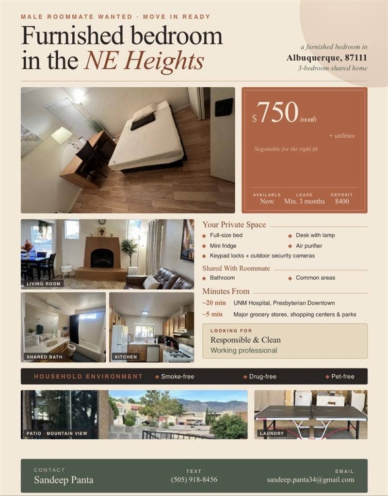 1 bedroom/shared bath