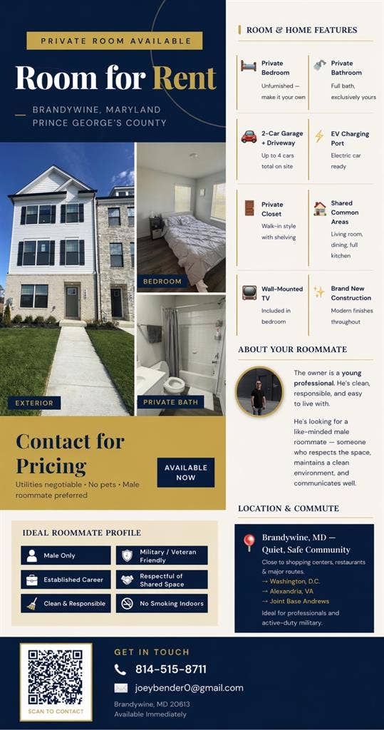 Room for Rent – (Brandywine, MD)