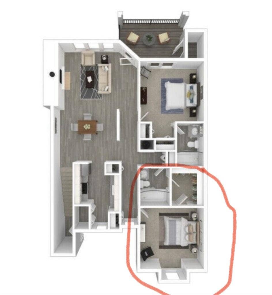 Big bedroom with private bathroom