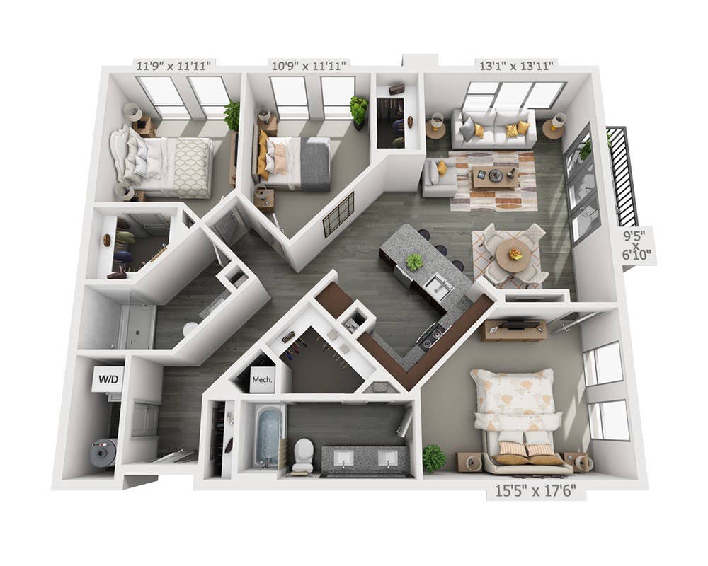 3 Bed 2 Bath Modern Apartment
