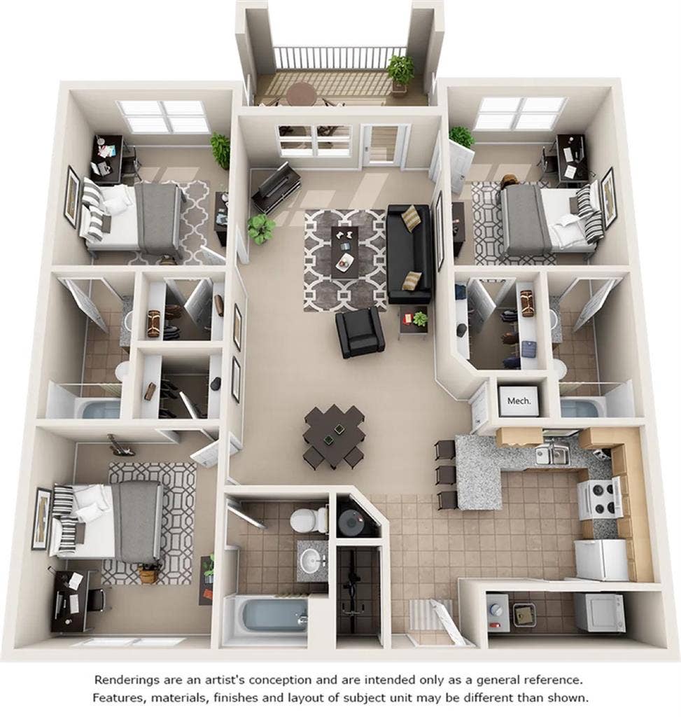 1x1 in a 3x3 at lux 13 apartments