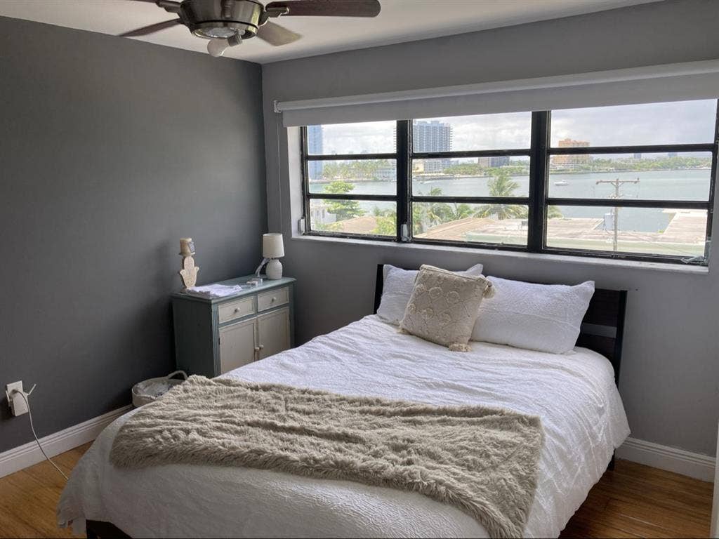 Room, private bathroom and a view
