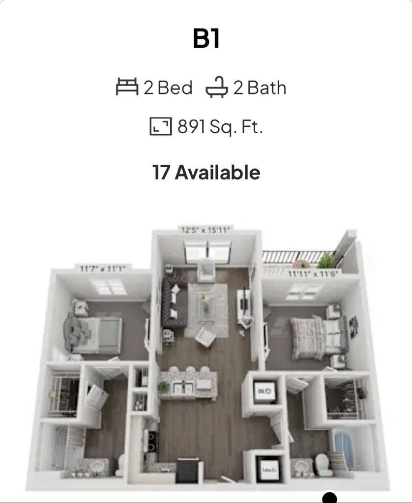 2 br $1600 total
