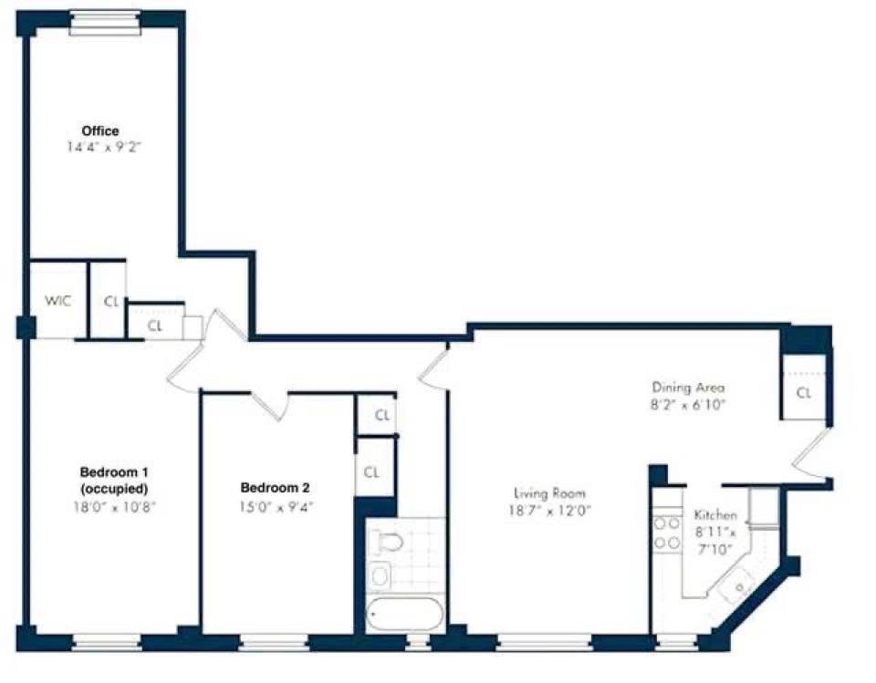 Room in Spacious Apartment 950sqft