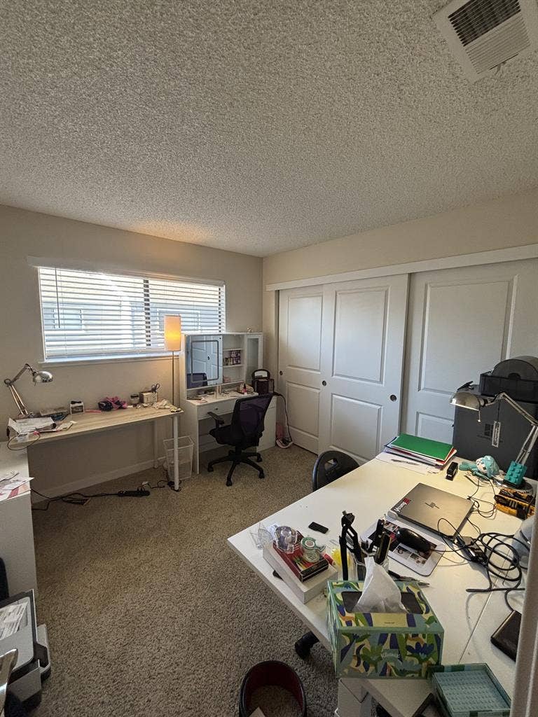 carpeted with large closet