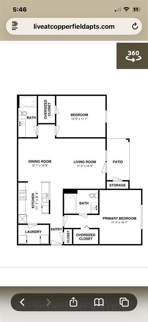 1 bed 1 bath(private)utilities incl