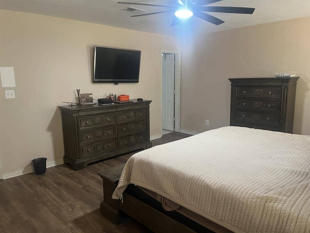 Master bedroom with private ba