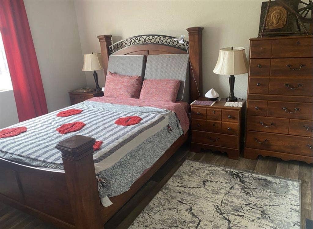 furnished master bedroom
