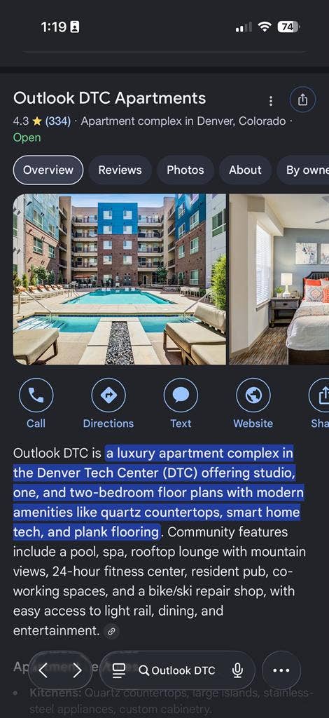 2 bedroom, 2.5 bathroom in DTC