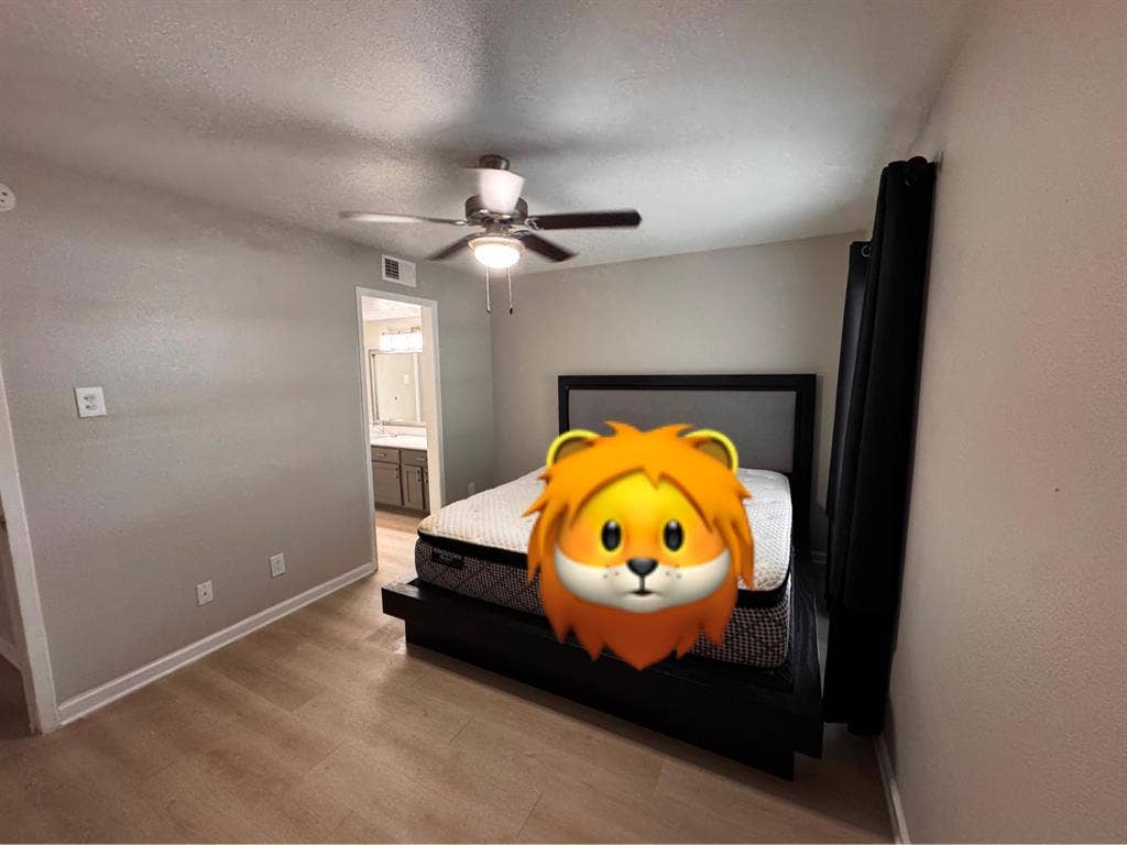 1 bedroom 1 bathroom inside.
