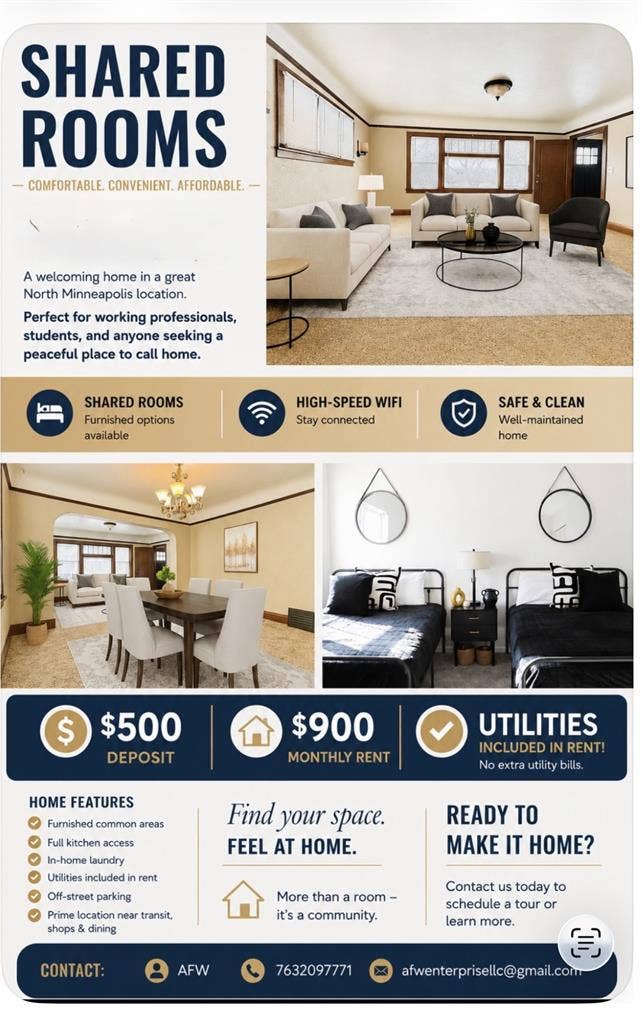 Shared rooms available!