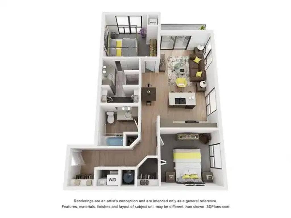Two bedroom 2 bath at 2