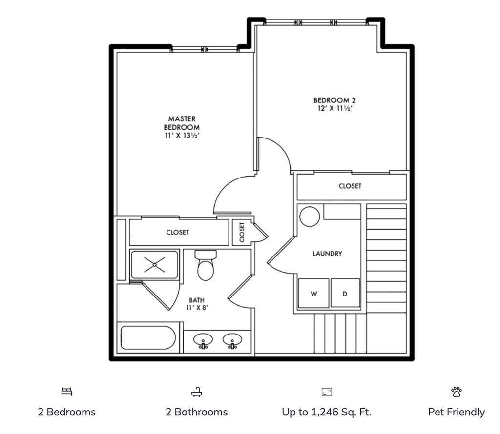 Available 1b1b in a 2b2b townhouse