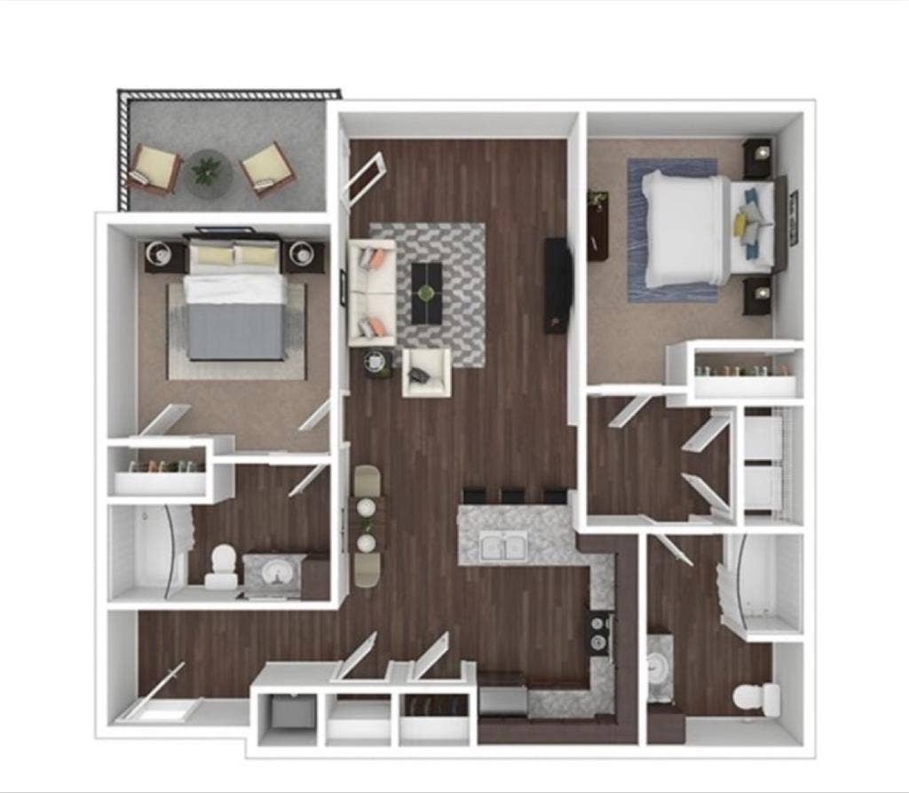 2 bd, 2 bath 1100 sqft