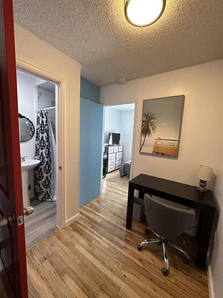 Room with private bathroom.