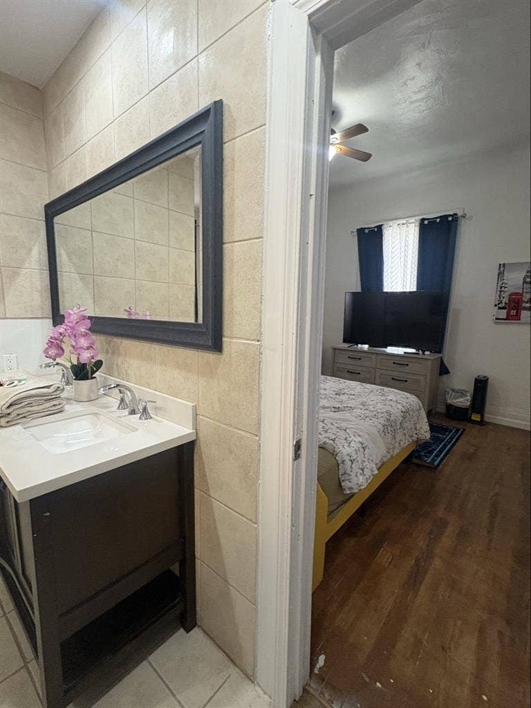 Room with private bathroom.