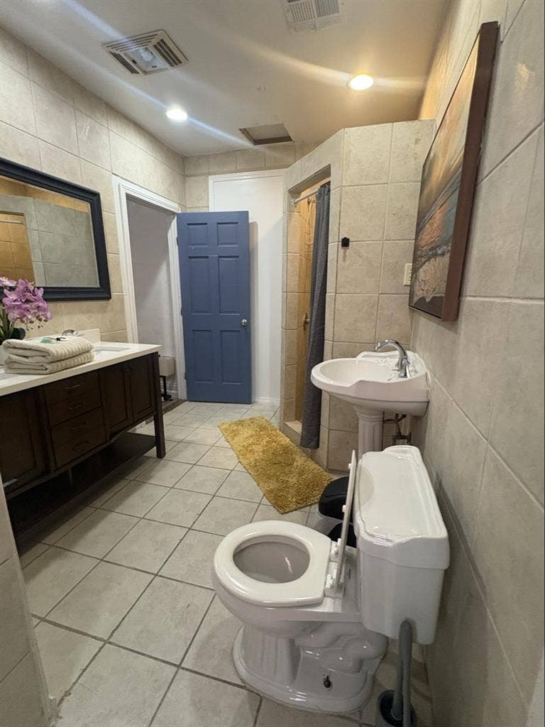Room with private bathroom.