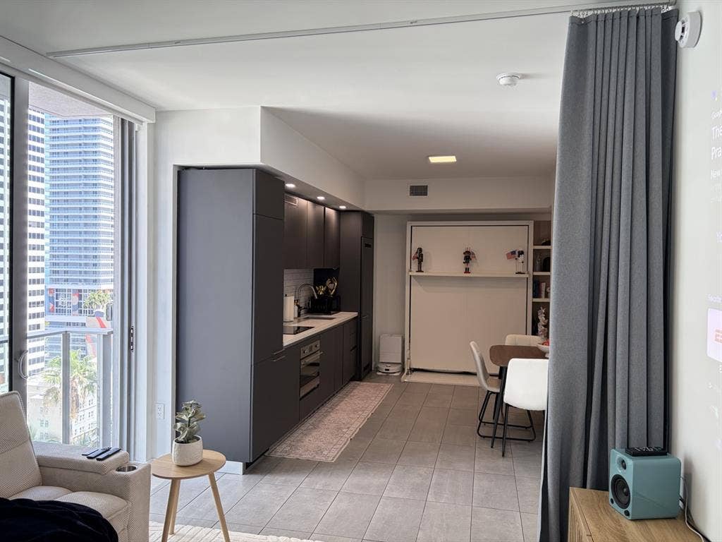 A room in a 1-bedroom apartment.