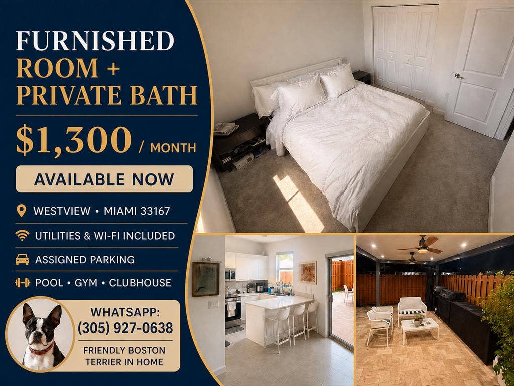 Furnished Room + Private Bathroom