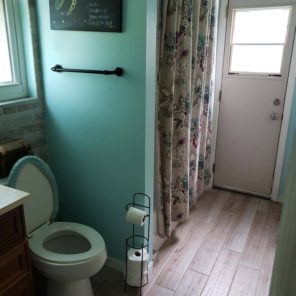 Large room with private bathroom.