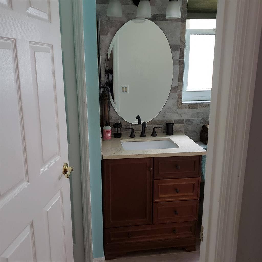 Large room with private bathroom.