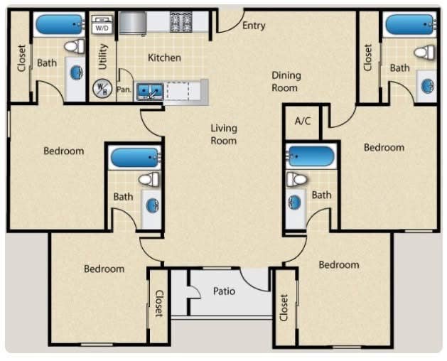 Private Bed/Bath in a 4x4