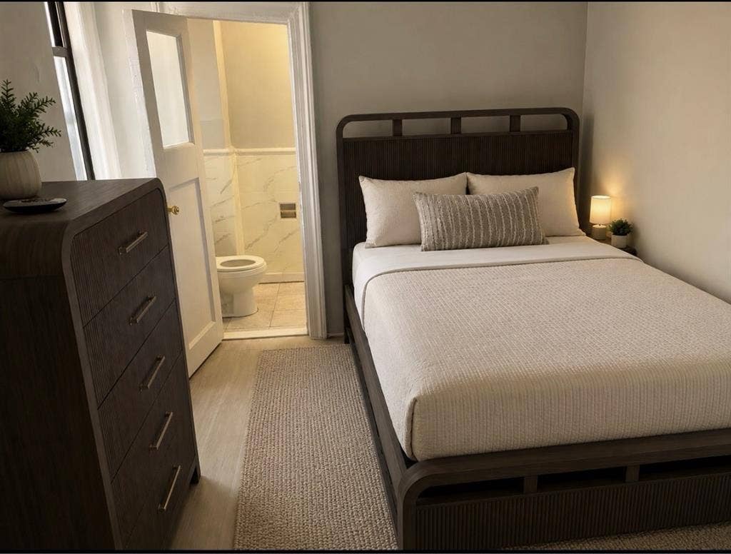 Cozy room with attached bathroom