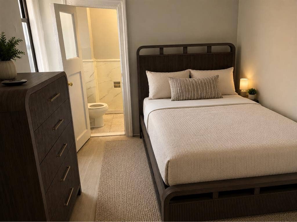 Cozy room with attached bathroom
