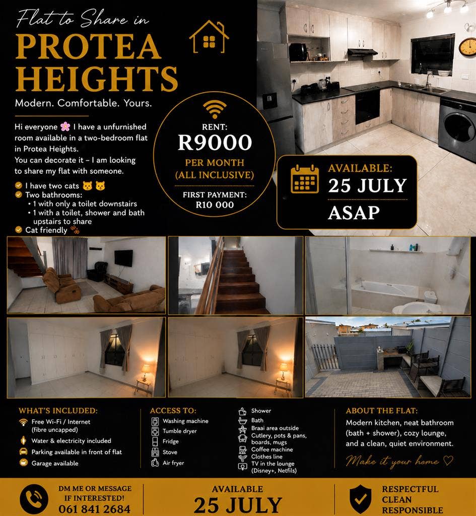 Urgent Flat to share in Protea Heig