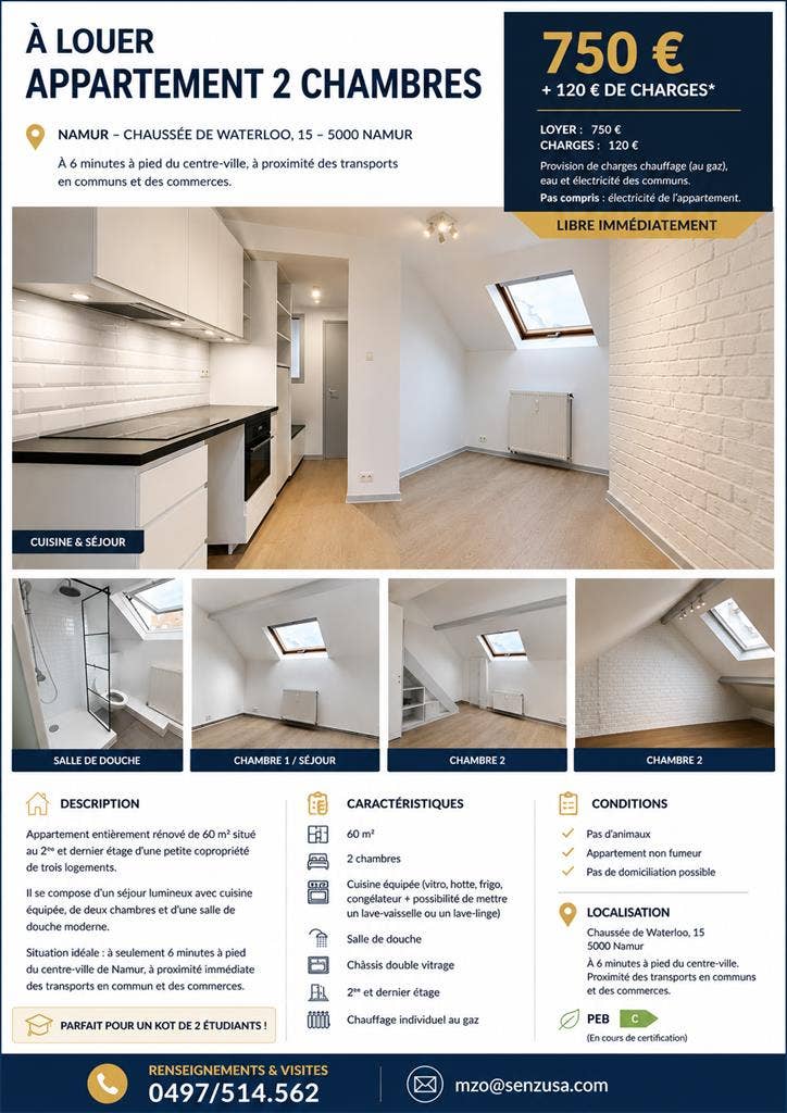 Appartement 2 chambres à louer