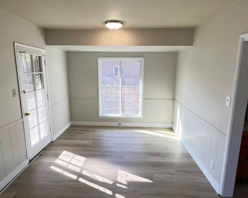 Room in house with backyard