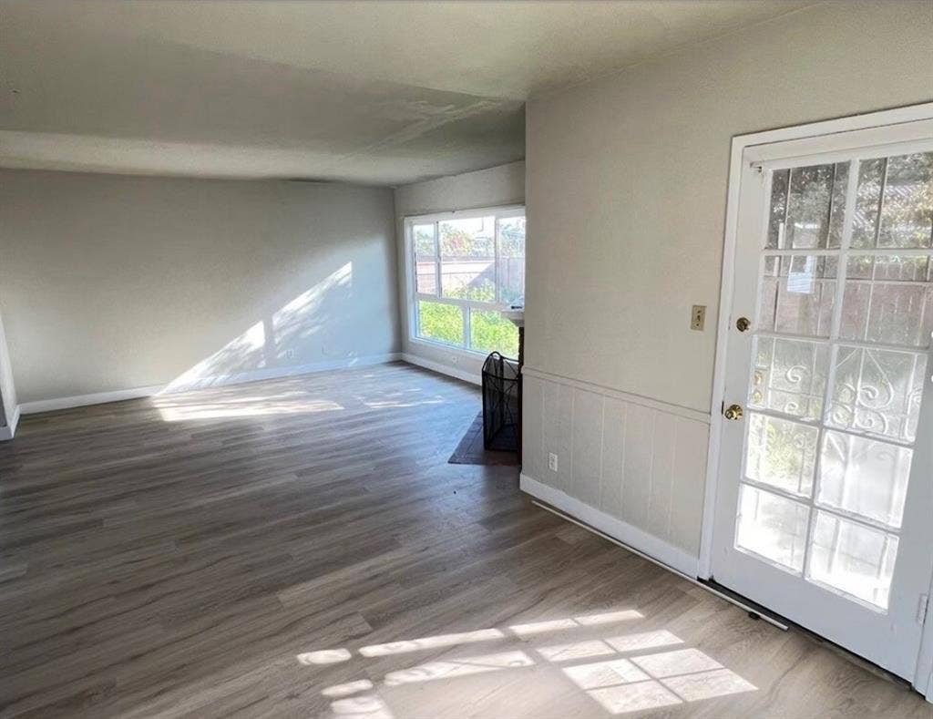 Room in house with backyard