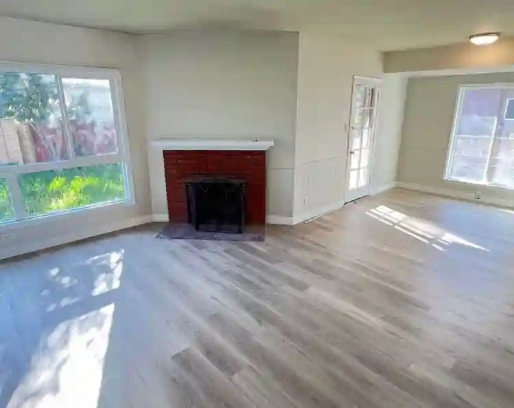 Room in house with backyard