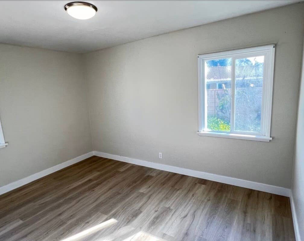 Room in house with backyard