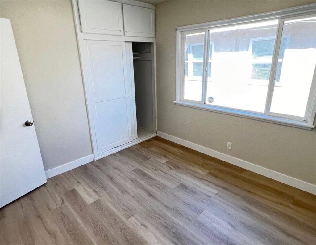 Room in house with backyard