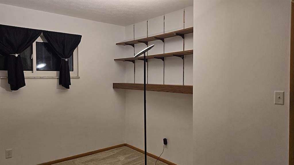Room with built-in shelves
